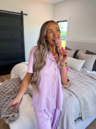 BIRDIE Short Sleeve PJ Set in Sugar Plum Scoop (sold as set)