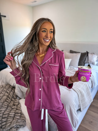 BIRDIE Bedtime Bliss Two Piece Set in Berry Cream Dream (sold as set)