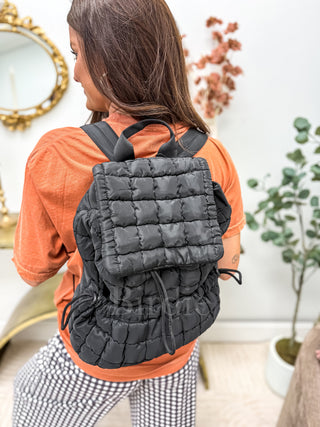 BIRDIE Quilted Backpack in Black