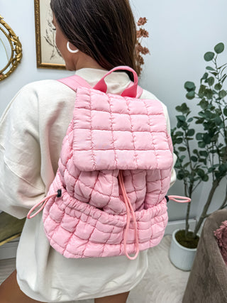 BIRDIE Quilted Backpack in Pink