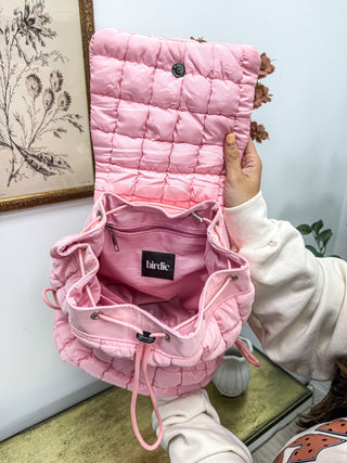 BIRDIE Quilted Backpack in Pink