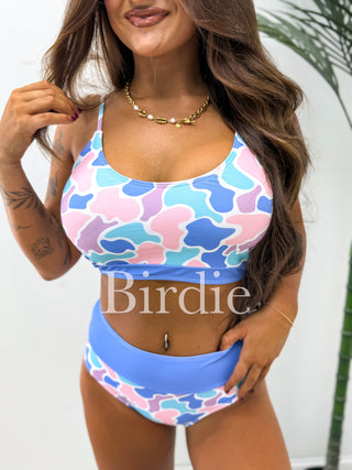 BIRDIE Two Piece Swimsuit in Spring Duck Camo (Sold as Set!)