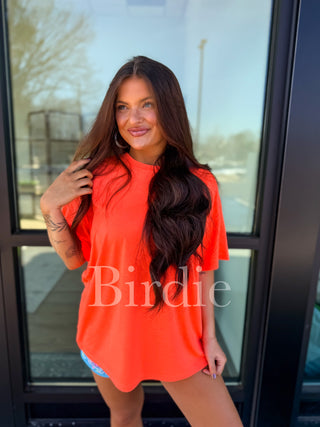 BIRDIE Lightweight Slub Tee in Neon Orange