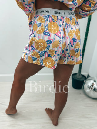 BIRDIE Two Piece Long Sleeve Boxer Set in Blush Lemonade Dream (SOLD AS SET)