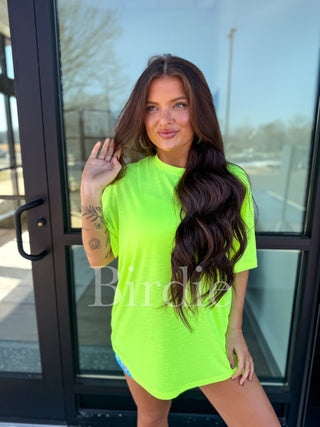 BIRDIE Lightweight Slub Tee in Neon Green