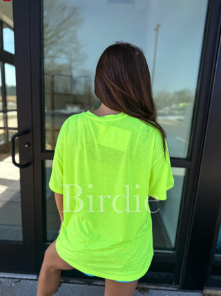 BIRDIE Lightweight Slub Tee in Neon Green