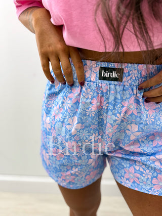 BIRDIE Boxer Shorts in Bluebell Blush