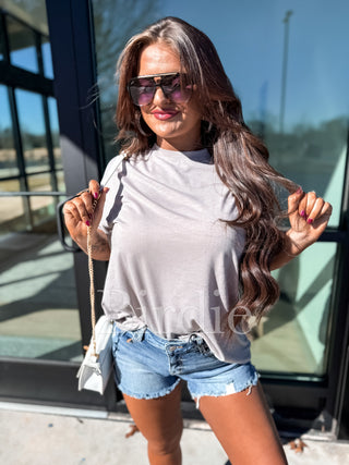BIRDIE Lightweight Slub Tee in Gray