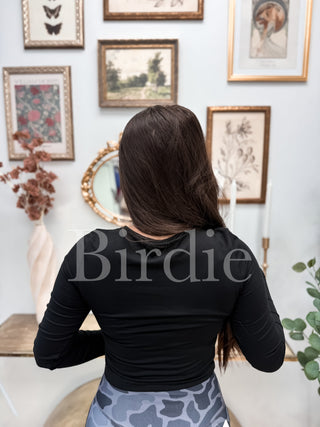 BIRDIE Essential Cropped Long Sleeve Top in Black