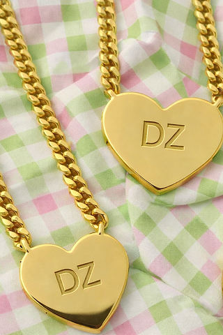 Delta Zeta Engraved Gold Heart Necklace