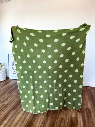 BIRDIE Reversible Blanket in Pistachio Dot