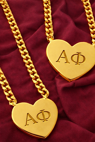 Alpha Phi Engraved Gold Heart Necklace