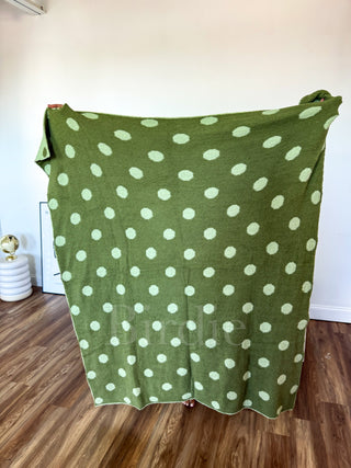 BIRDIE Reversible Blanket in Pistachio Dot