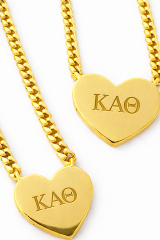 Kappa Alpha Theta Engraved Gold Heart Necklace