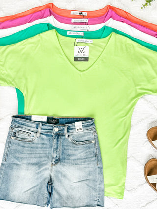IN STOCK Chloe Cozy Tee - White | Women's V-Neck Top FINAL SALE