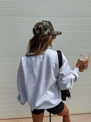 Probably Late CROPPED Graphic Crewneck on Ash Gray