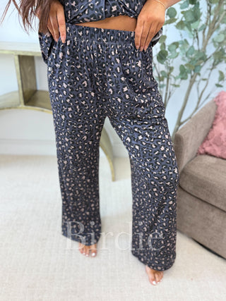 BIRDIE Short Sleeve PJ Set In Indigo Wild Leopard (sold as set)