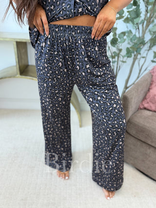 BIRDIE Short Sleeve PJ Set In Indigo Wild Leopard (sold as set)