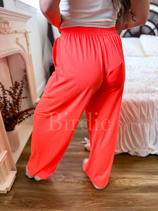 BIRDIE Flowy Wide-Leg Pants in Flamingo Freeze