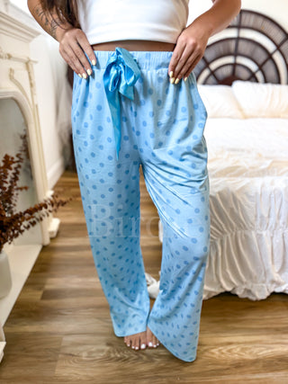 BIRDIE Stretchy Lounge Pants 2.0 in Powder Blue Dot