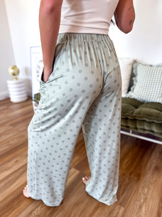 BIRDIE Stretchy Lounge Pants 2.0 in Pistachio Dot