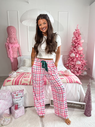 BIRDIE PREORDER Stretchy Lounge Pants 2.0 in Pinkmas Plaid