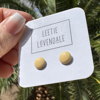 Buttercream Circle Studs - Little Deadstock Vintage Enamel Stud Earrings
