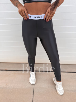 BIRDIE Gloss Stripe Performance Leggings in Black
