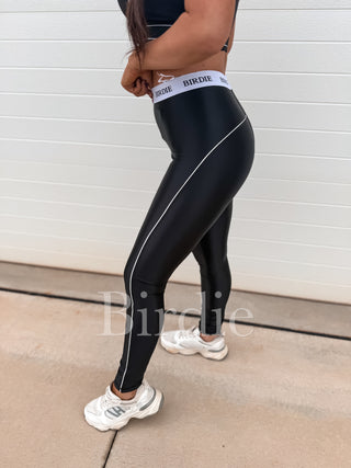BIRDIE Gloss Stripe Performance Leggings in Black