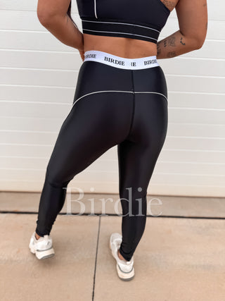 BIRDIE Gloss Stripe Performance Leggings in Black