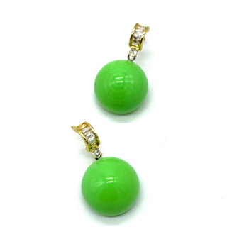 Lime green lucite drops dangle from crystal-embellished earwires.