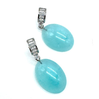 Aqua lucite drops dangle from crystal-embellished earwires.