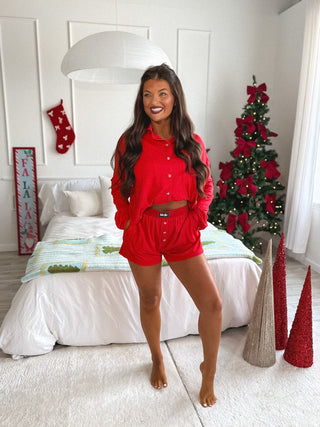 BIRDIE PREORDER Butter Bliss Lounge Set in Ruby Noel (SOLD AS SET)