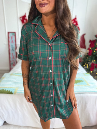 BIRDIE PREORDER Tee Sleep Dress in Pinecrest Plaid
