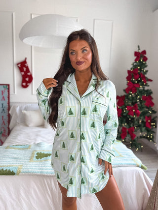 BIRDIE PREORDER Long Sleeve Sleep Dress in O Christmas Tree