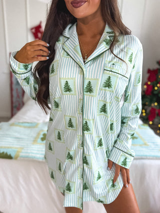 BIRDIE PREORDER Long Sleeve Sleep Dress in O Christmas Tree