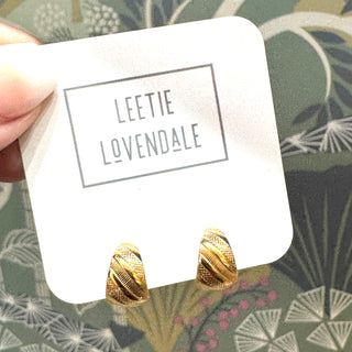 Little Striped Hoops - Deadstock Gold Stud Earrings