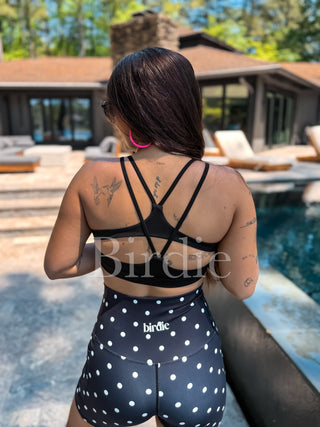 BIRDIE Strappy Back Sports Bra in Black