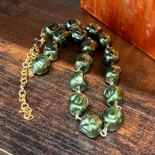 Hollow Evergreen Nugget Amelia Necklace