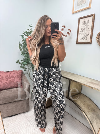 BIRDIE Stretchy Lounge Pants 2.0 in Boo Board Checkered