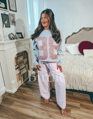 BIRDIE 98 Pink Camo Graphic Pullover on Ash Gray