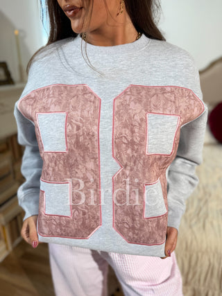 BIRDIE 98 Pink Camo Graphic Pullover on Ash Gray