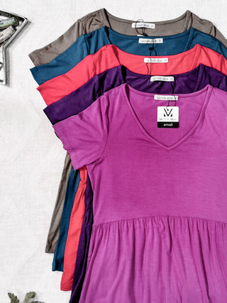 IN STOCK Sarah Ruffle Short Sleeve - Mocha FINAL SALE