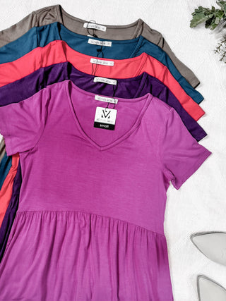 IN STOCK Sarah Ruffle Short Sleeve - Mocha FINAL SALE