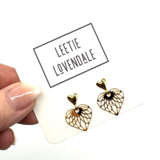 Lacy Heart Earrings - Gold Deadstock Vintage Treasures