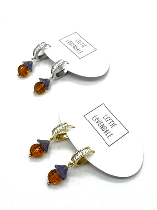 Teacup Garden Glass Huggie Earrings