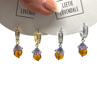 Teacup Garden Glass Huggie Earrings