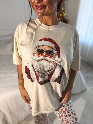 Santa Bling Graphic Tee on Ivory