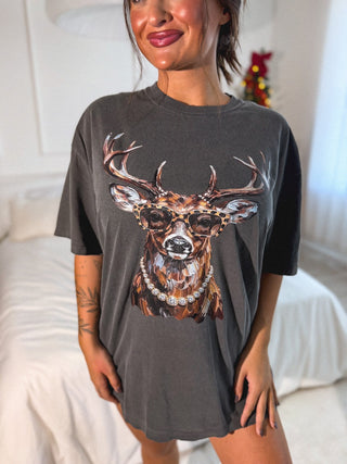 Deer Bling Graphic Tee on Pepper
