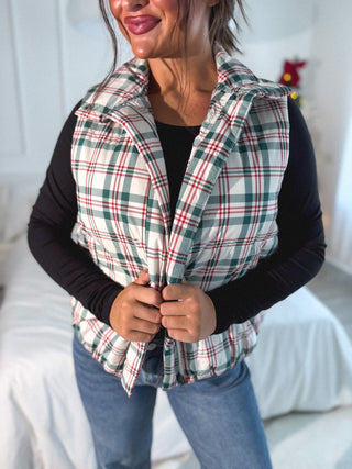 BIRDIE PREORDER Puffer Vest in Plaid Tidings
